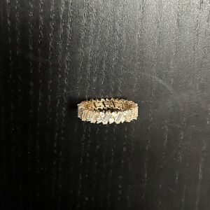 14k Gold Diamonique Baguette Round Eternity Band Ring